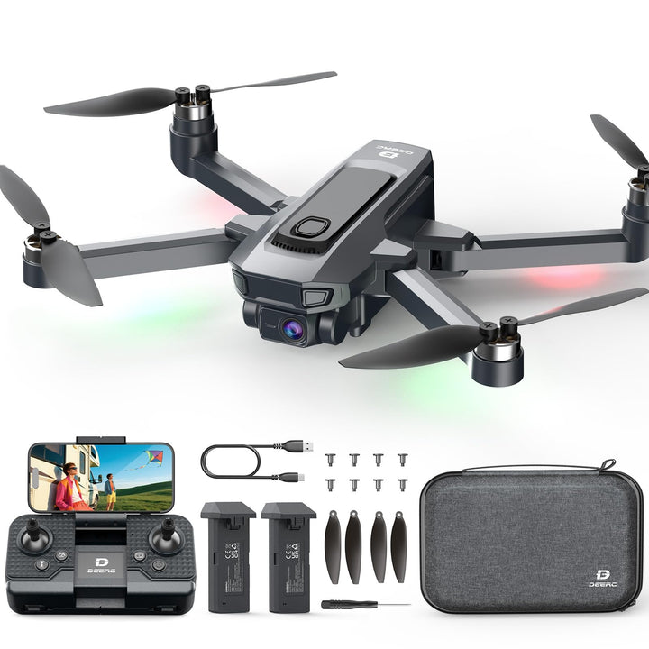 DEERC D25 Faltbare Drohne mit 1080P Kamera, RC Quadrocopter mit 5G FPV, 40 Min. Flugzeit, Optischer