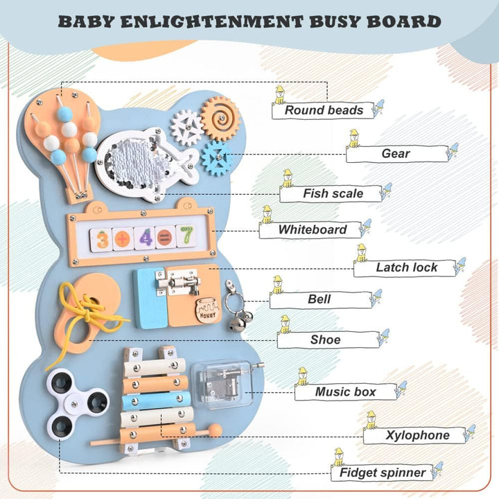 Yontwe Montessori Busy Board Sensorisches Spielbrett Feinmotorik Lernen Handgefertigte sensorische A