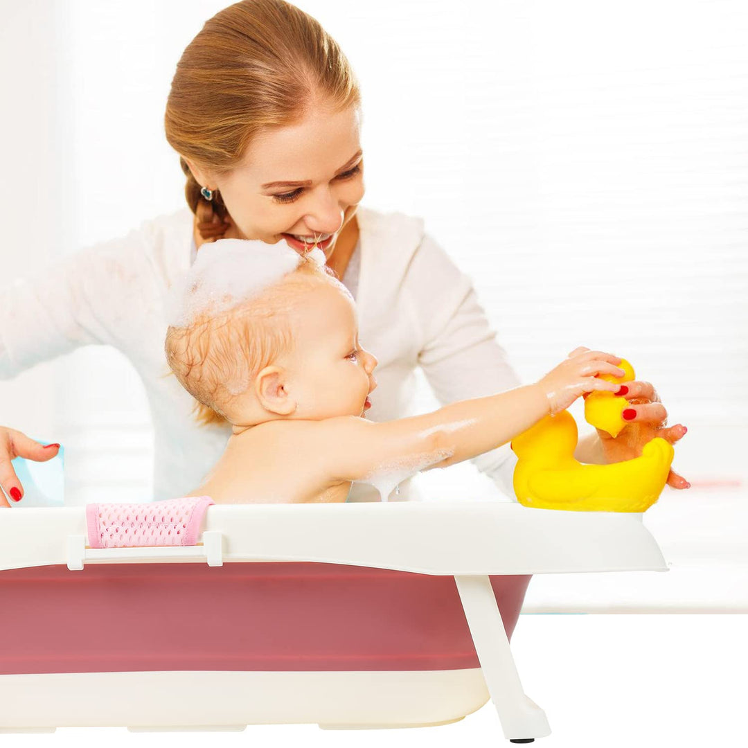 50L Baby Badewanne, Faltbare babywanne mit Anti Stütze, baby wanne mit Echtzeit-Temperaturmessung, B