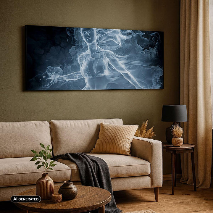 Wandbilder Dekoration Wohnzimmer Mädchen rauch nebel kunst Panorama Bilder auf Leinwand 120x50cm Lei