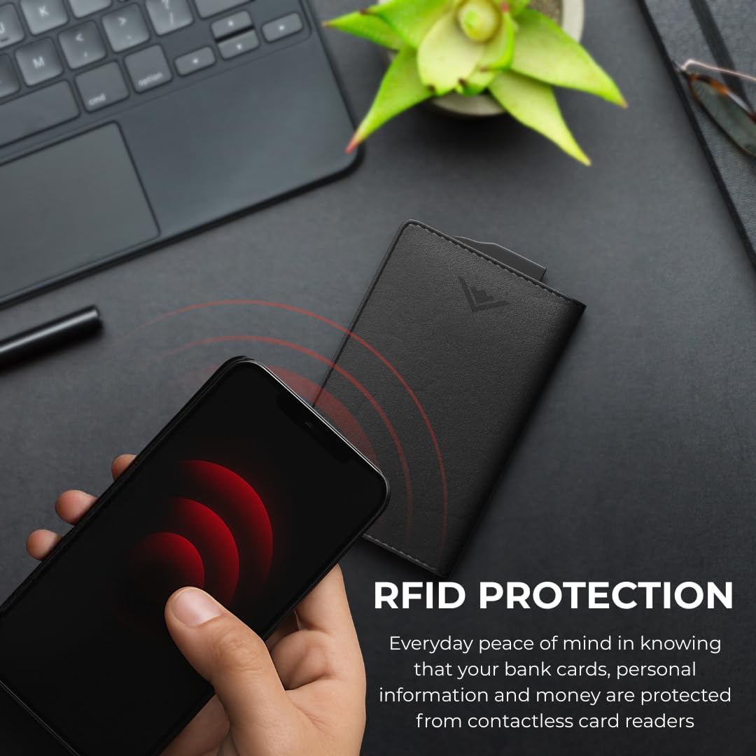 Stealth Wallet – Minimalistische Schlanke Leichte Pop-Up Kartenhalter – Kontaktlos Geschützte Sicher