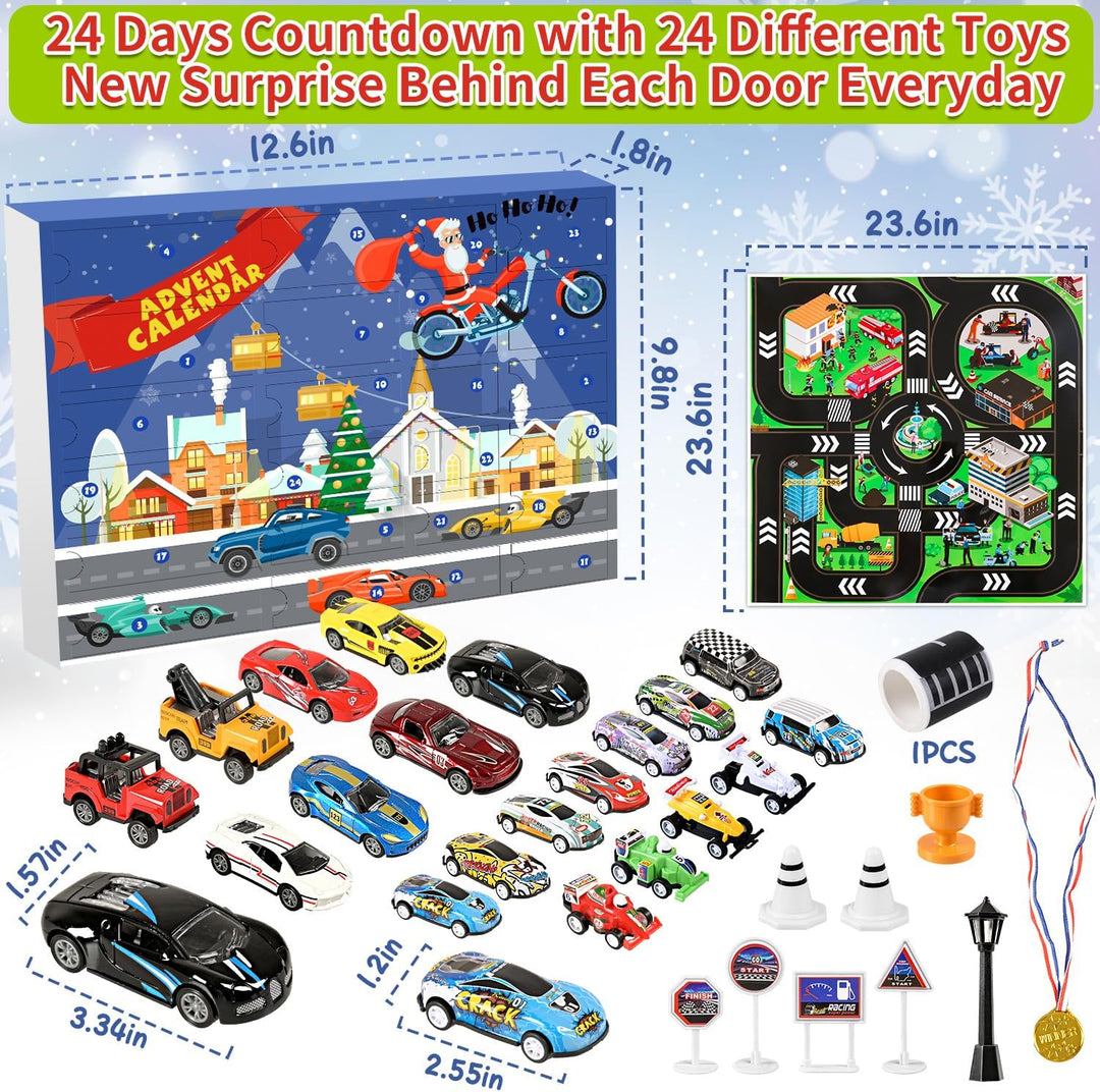 Humairc Auto Adventskalender 2023 Kinder, Adventskalender Rennwagen Jungen 24 Rennwagen Rennautos We