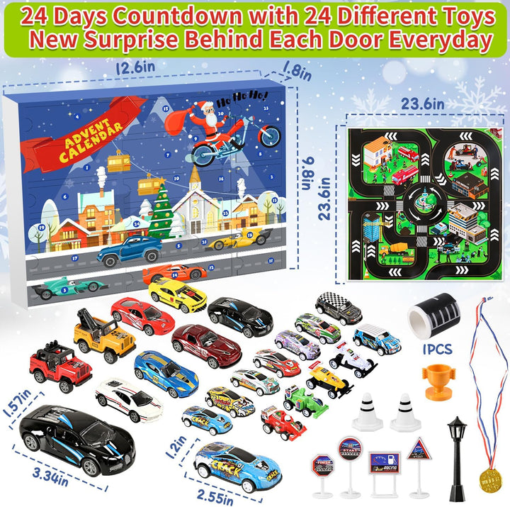 Humairc Auto Adventskalender 2023 Kinder, Adventskalender Rennwagen Jungen 24 Rennwagen Rennautos We