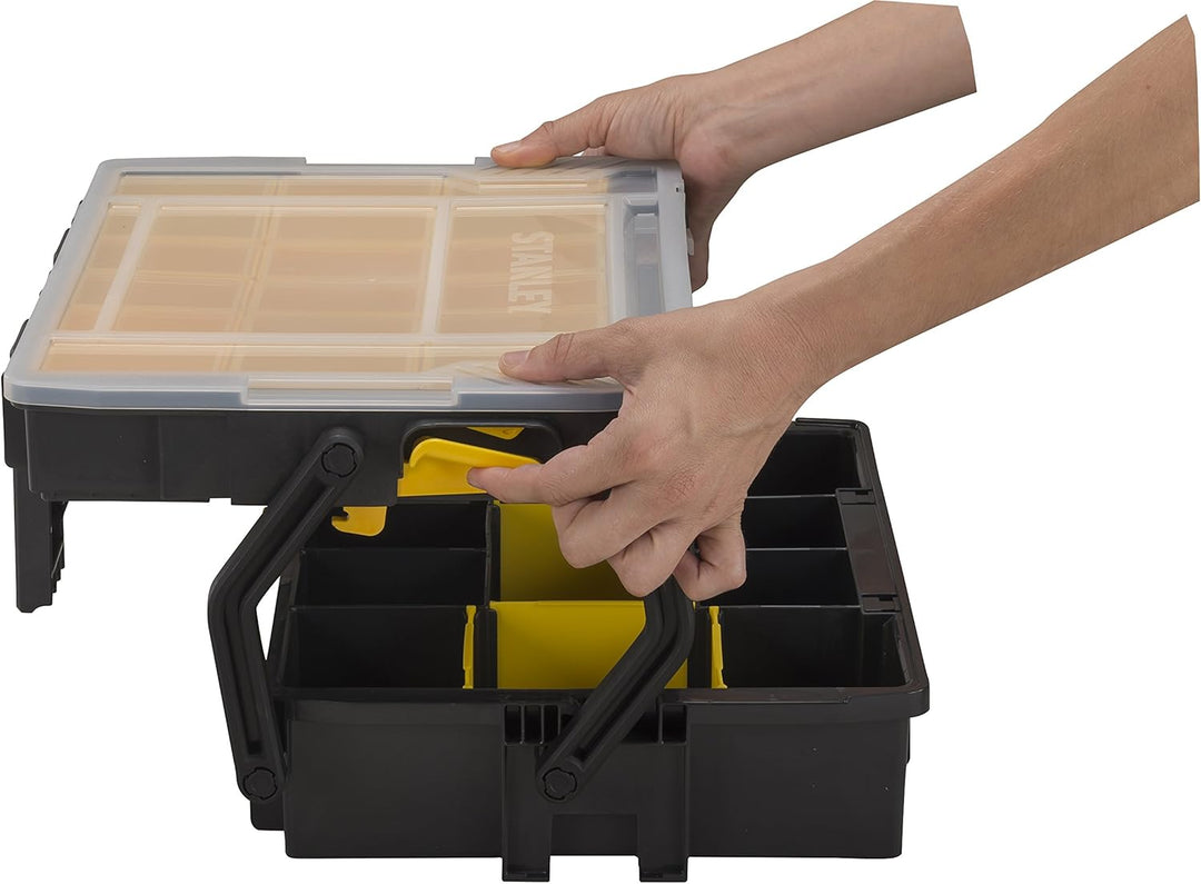 Stanley Werkzeugkiste leer aus Kunststoff 1-70-316 – Masse: 48.1 x 27.9 x 28.7 cm & Stanley Sortmast