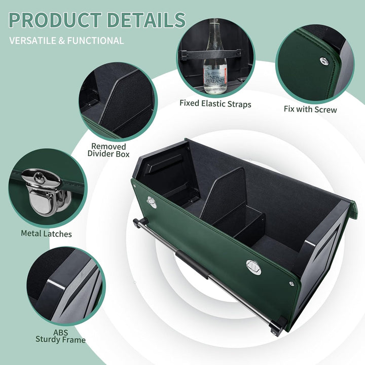 Auto Kofferraum Organizer mit Deckel, Premium Leder Kofferraumtasche mit stabilem Griff, Multifunkti