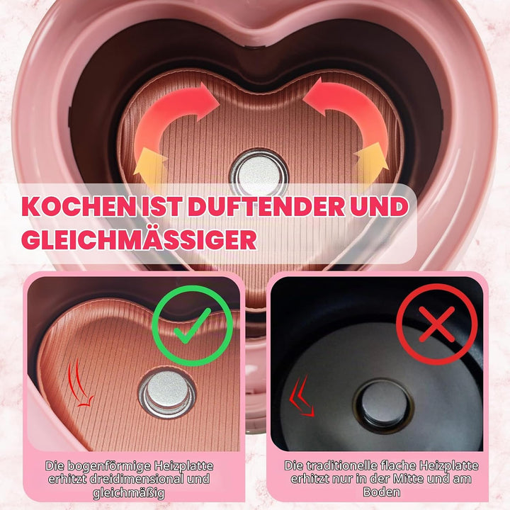 Pfirsichförmiger Reiskocher, 6-in-1-Reiskocher in Rosa, smarter, niedlicher Reiskocher mit Antihaftb