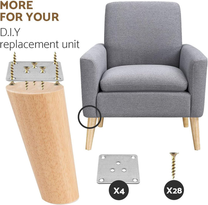 30cm Holz Möbelfüsse, Btowin 4 Stück Massivholz Tischbeine Möbelbeine DIY Ersatz mit Montageplatten