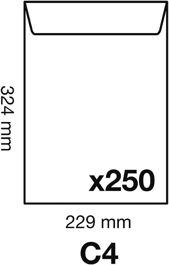 Clairefontaine 8250C - Karton mit 250 Versandtaschen weiss C4-229x324 mm, selbstklebend, 120g, 1 Kar