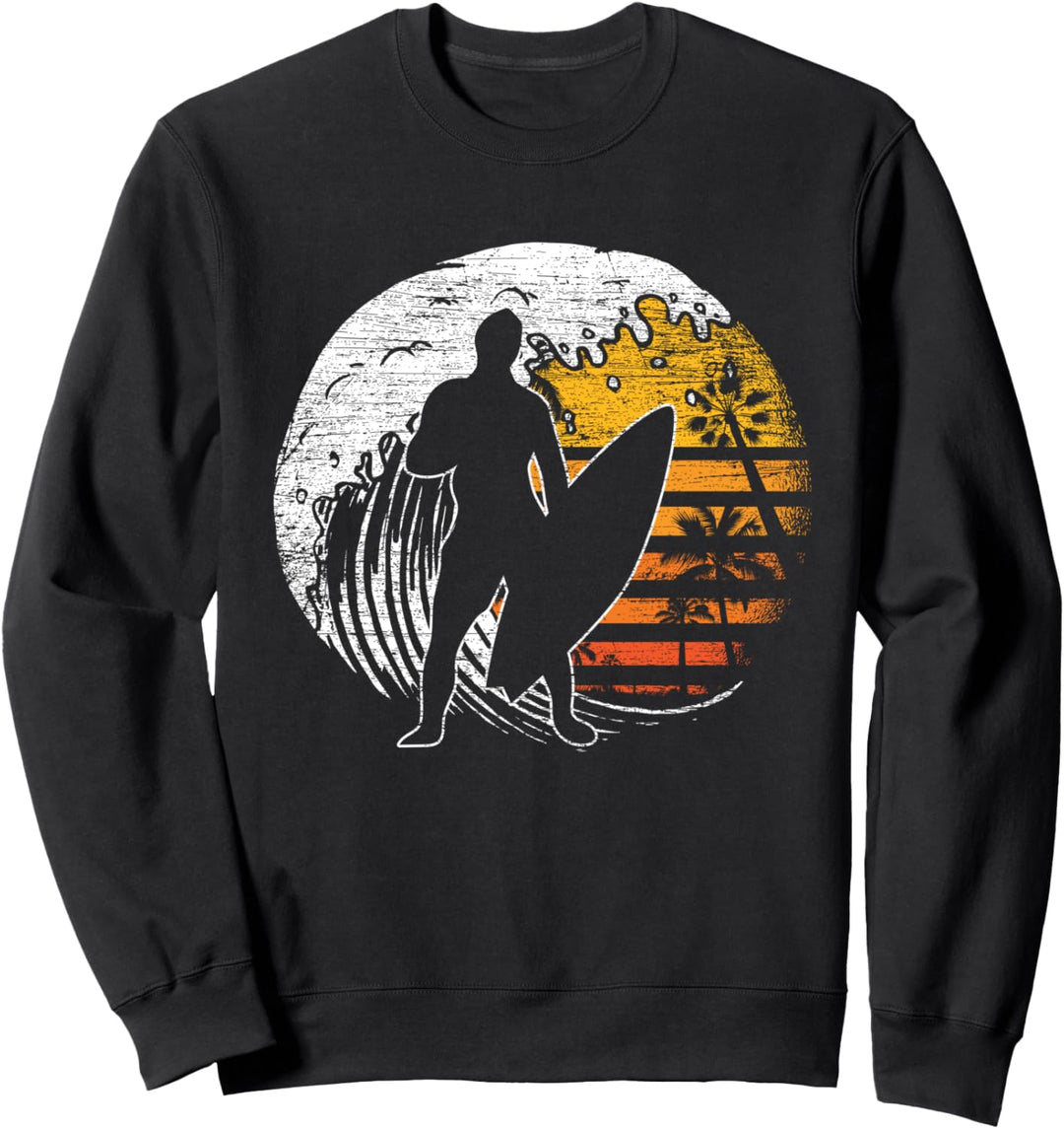 Surfen Sommerurlaub Wellen Surfer Surfbrett Retro Surfing Sweatshirt