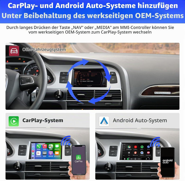 Road Top CarPlay Wireless Modul für Audi A6 S6 Q7 MMI 3G, CarPlay Interface | Für Audi A6/S6 (2010–2