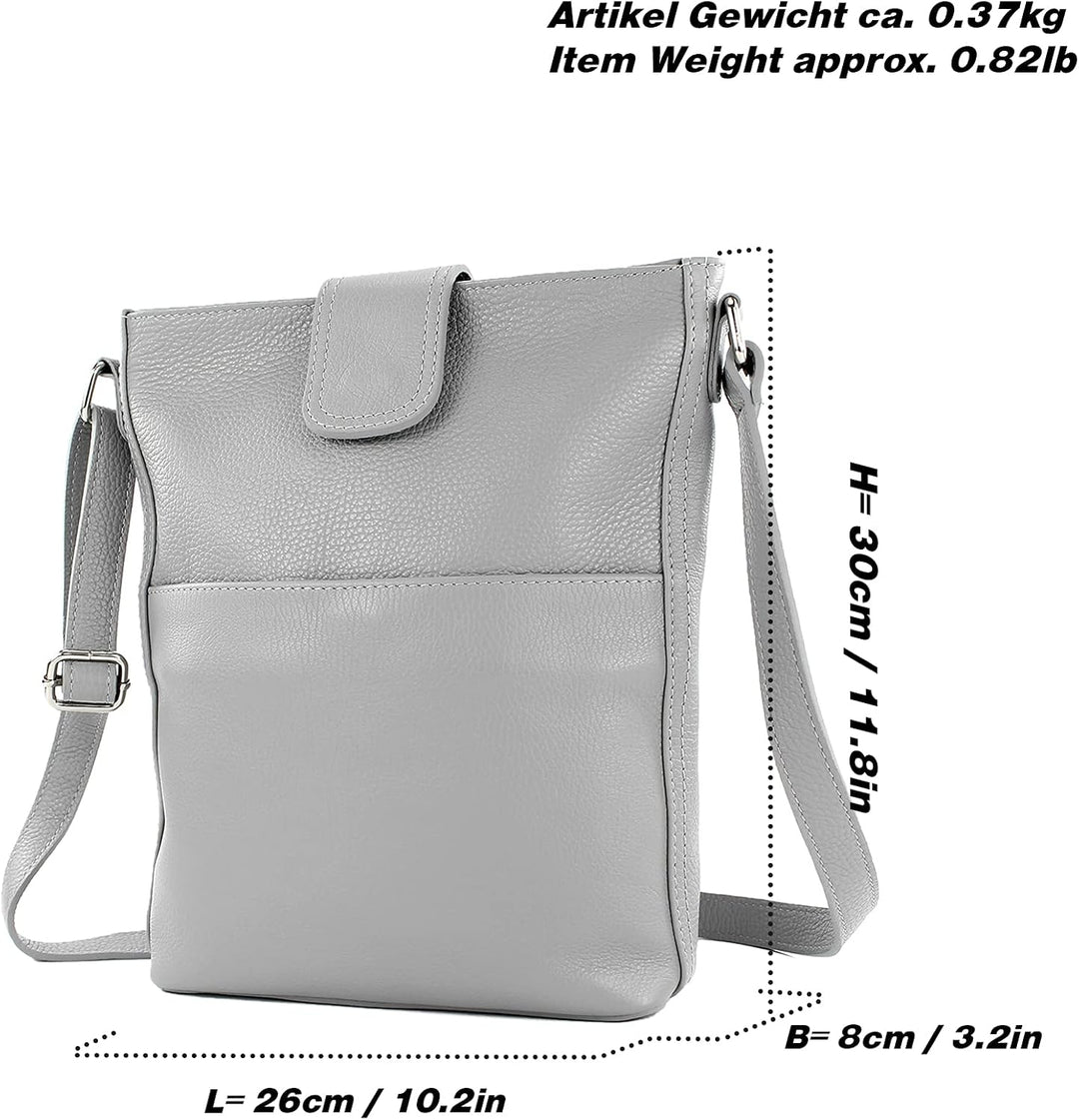 modamoda de - T224 - ital. Umhängetasche Schultertasche Medium aus Leder Senfgelb, Senfgelb