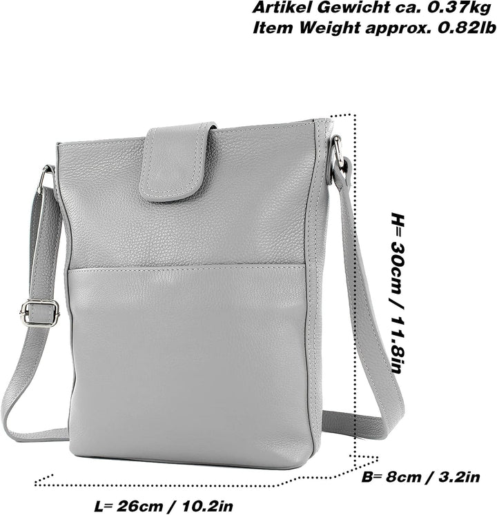 modamoda de - T224 - ital. Umhängetasche Schultertasche Medium aus Leder Senfgelb, Senfgelb