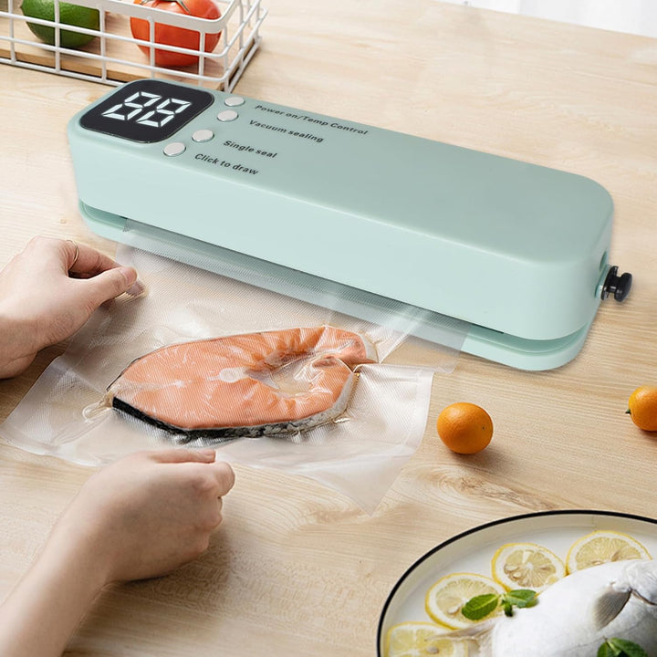 Vakuumiergerät,60 Kpa Kompakte Vakuumiermaschine,Mini Vakuumierer mit 3 Temperaturstufen,5 Beutel,2