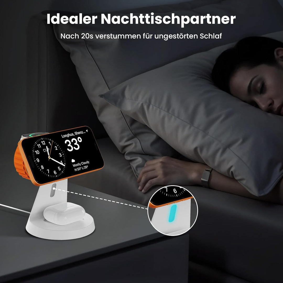 3 In 1 Kabelloses Ladegerät für Mag-Safe: JoyGeek Induktive Ladestation für Apple Watch und iPhone,
