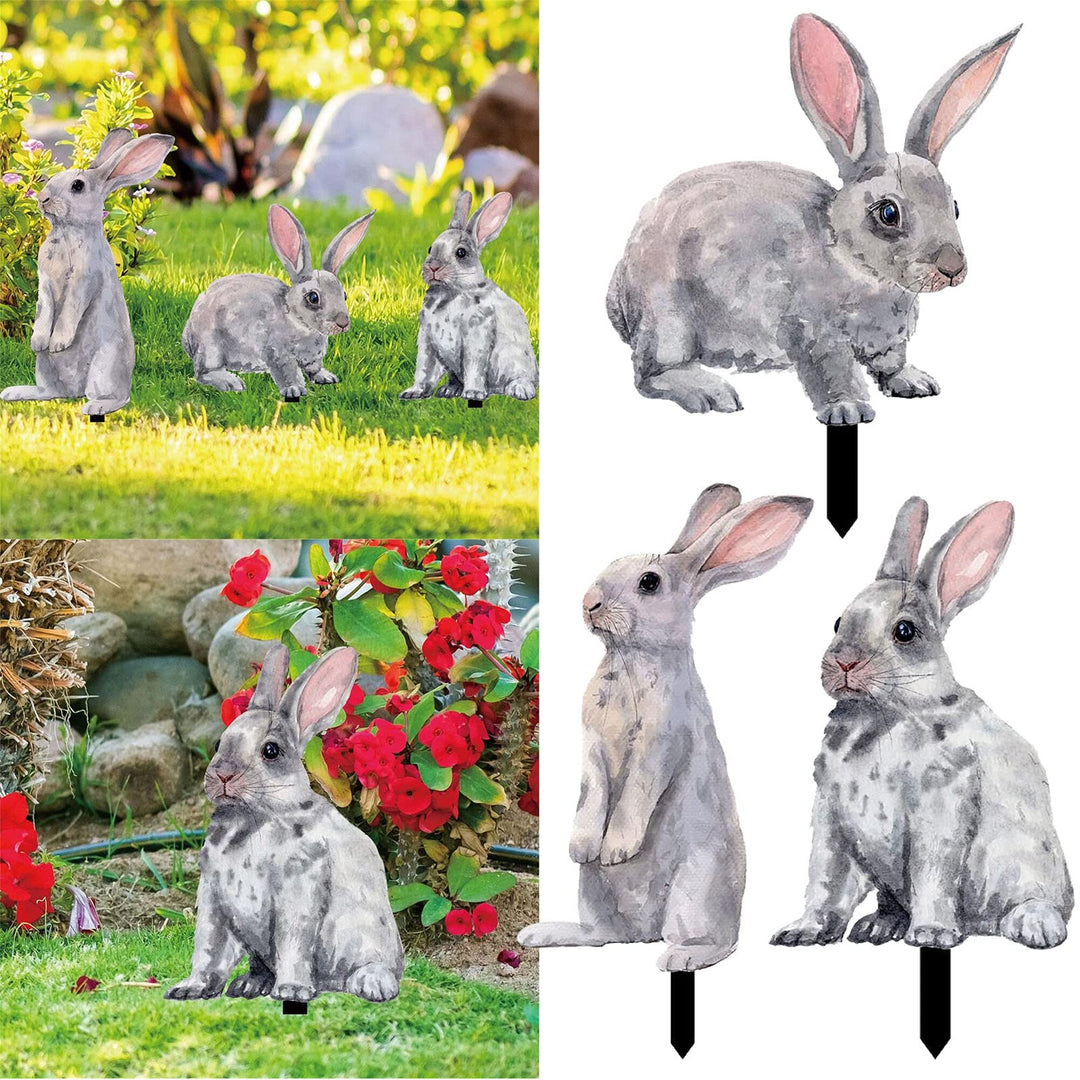 Gartenstecker Ostern Garten Hasen Deko Osterdeko für Draussen Frühling Modern Osterhase Aussen Oster