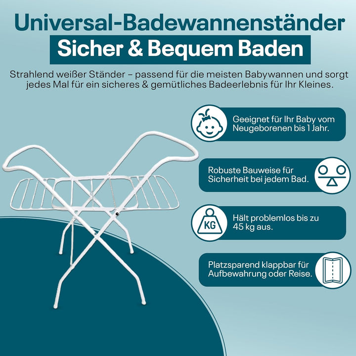 Universalständer für Babywannen, 84 und 100 cm , mit oder ohne Ablage, weiss, ohne Babywanne (100 cm