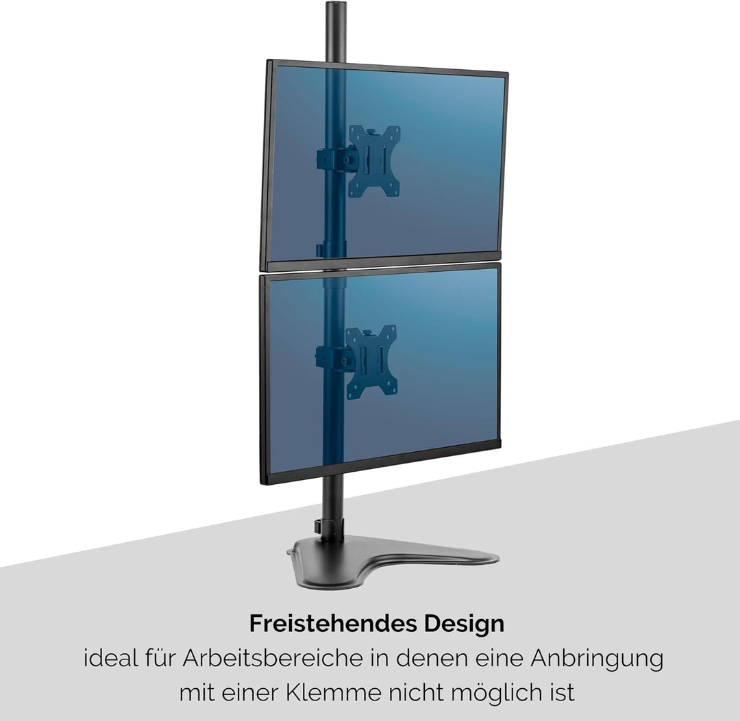 Fellowes Monitorarm Seasa mit Standfuss - höhenverstellbar - für 2 Monitore übereinander bis je 81,2