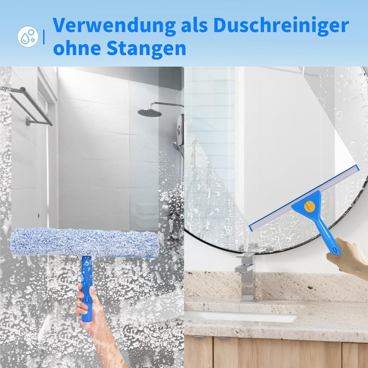 1,5m Fensterreiniger mit Langem Griff, 35cm Fensterabzieher und 38cm Fensterwischer als Kombi-Set, P