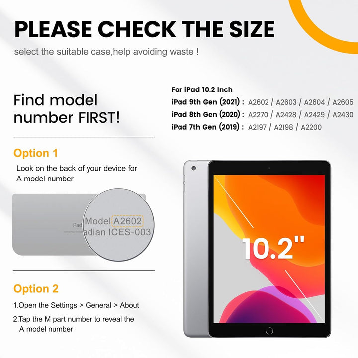 Timecity iPad-Hülle für 25,9 cm (10,2 Zoll) 8./7. Generation, Mit Stifthalter, 360° Drehbarer Stände