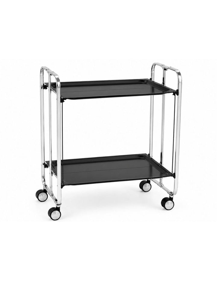 DON HIERRO - Servierwagen Bauhaus 2 Tabletts mit verchromtem Rahmen-Schwarz one size Schwarz, one si