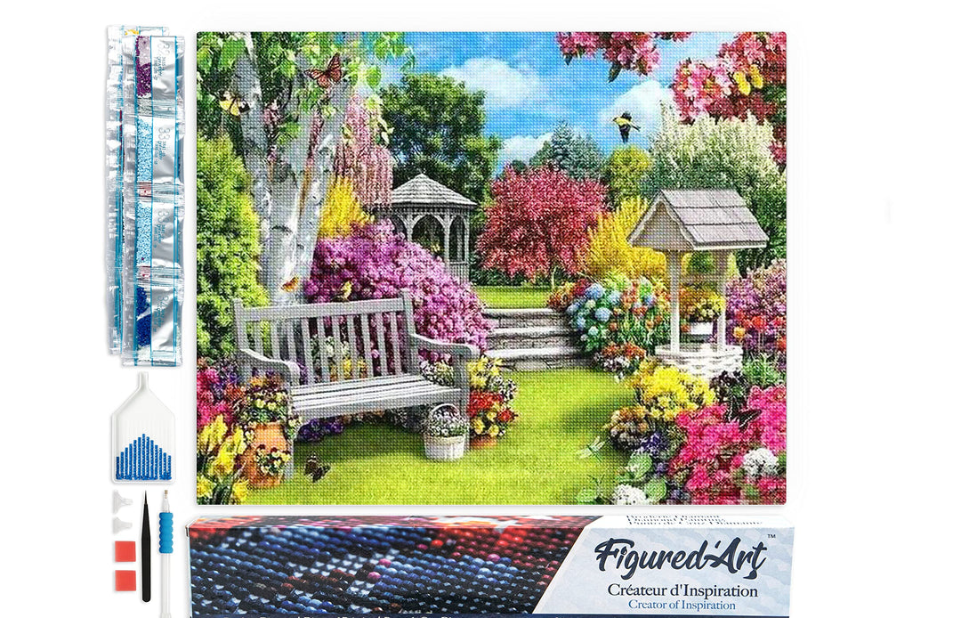 Figured'Art Diamond Painting Erwachsene 40x50cm Ganze Leinwand gerollt Schöner Garten 5D Bilder Ecki