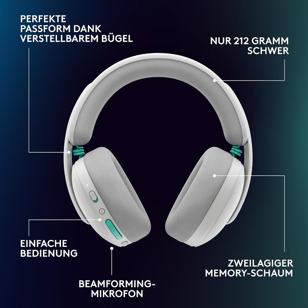 Logitech G G325 LIGHTSPEED Wireless Bluetooth Gaming-Headset Headset G325 | +24 Stunden-Akku Weiss,