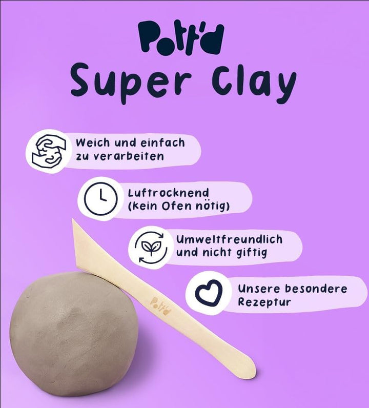 Pott'd Mini-Töpfer-Sets | Lufttrocknendes Töpferset für Erwachsene | Mit Farben, Töpferwerkzeugen un