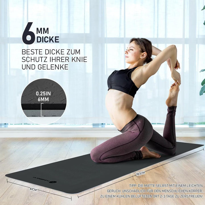 Yogamatte Rutschfest, Gymnastikmatte Mit Tragegurt, Sportmatte Für Fitnessstudio, Zuhause, Reisen, 1