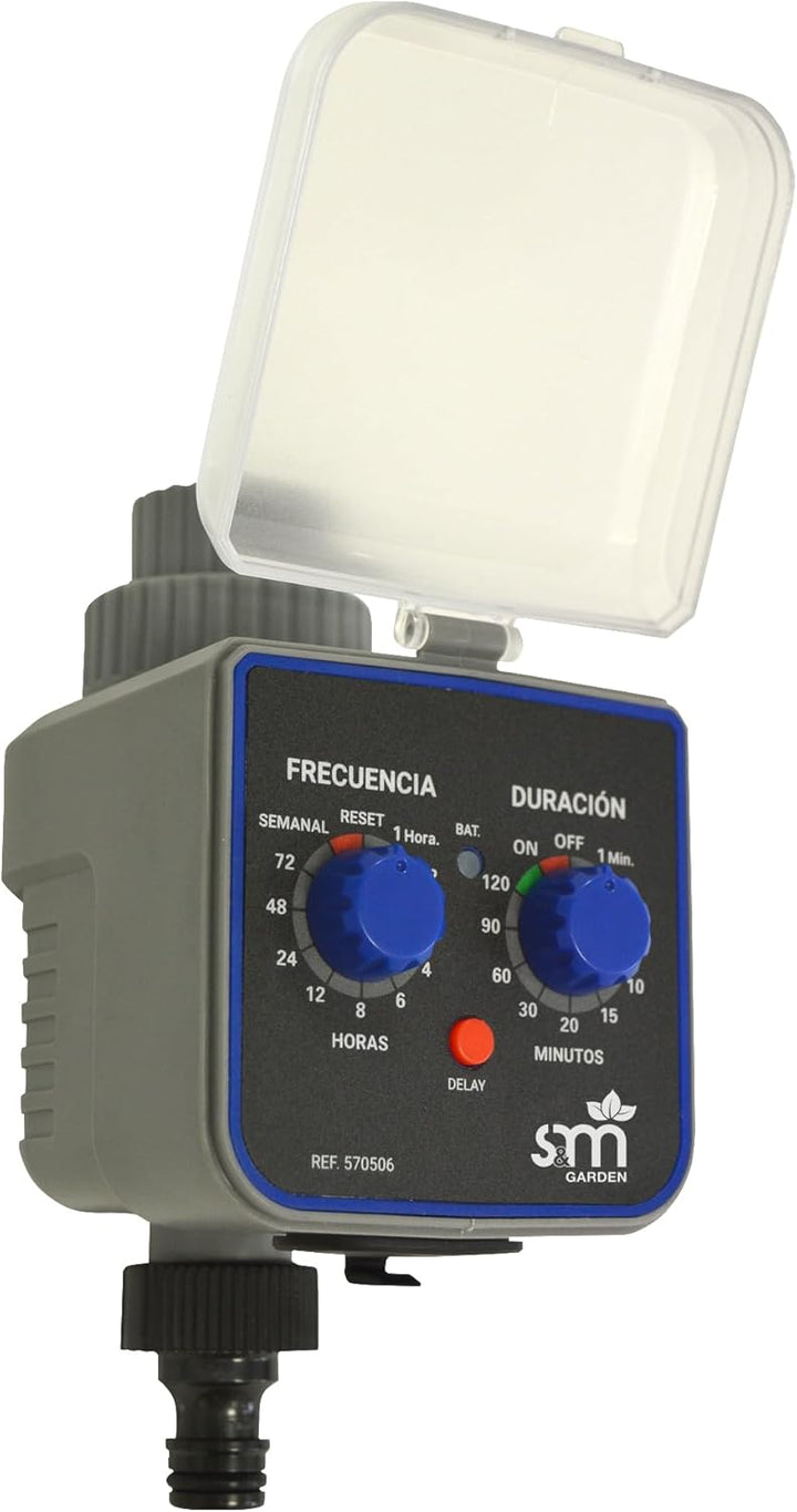 S&M 590054 Wasserhahn-Programmierer mit 1 Ausgang für automatische Bewässerung H-M, Grau/Schwarz, 3/