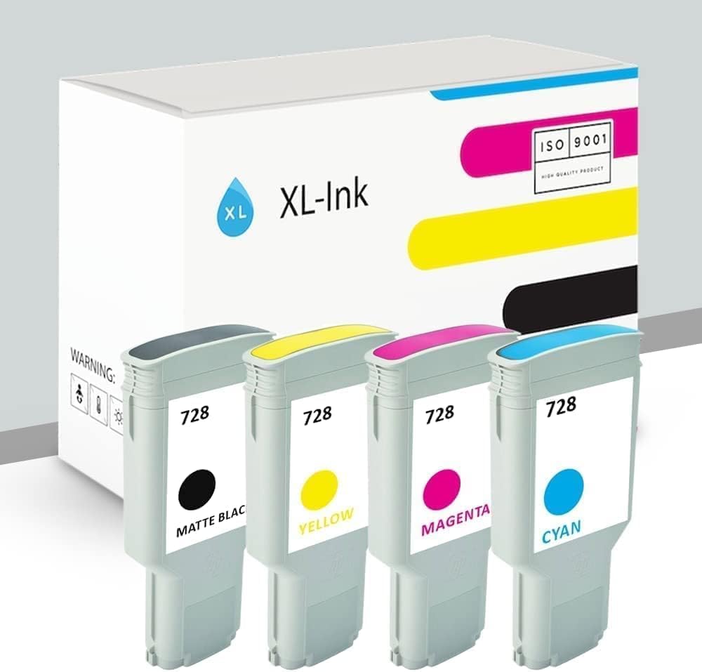 XL-Ink kompatibel für HP 728 4-Stück, 4X 300ml: MBK/C/M/Y