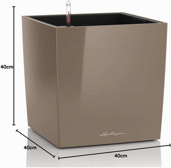 LECHUZA CUBE Premium 40 taupe hochglanz 16365 39x39x40 cm Taupe Hochglanz, 39x39x40 cm Taupe Hochgla