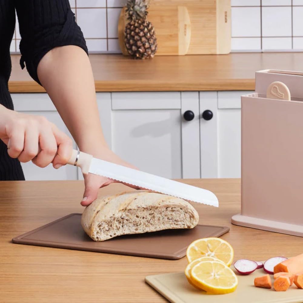 Karaca Chef’s Harmony Messer- & Schneidebrett Kunststoff-Set, 5 Scharfe Küchenmesser & 4 Hygienische