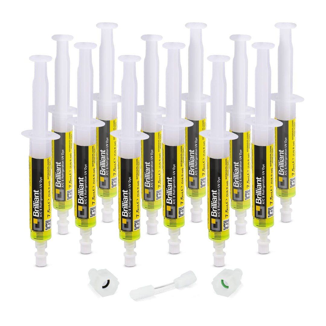 ERRECOM Brilliant - 12 x 7,5 ml, UV-Fluoreszenz-Tracer zum Aufspüren von Kältemittellecks in Autokli