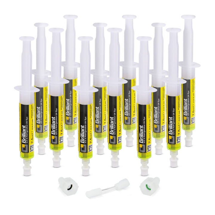ERRECOM Brilliant - 12 x 7,5 ml, UV-Fluoreszenz-Tracer zum Aufspüren von Kältemittellecks in Autokli