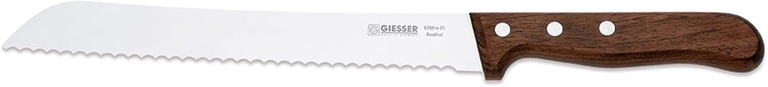 GIESSER seit 1776 - Made in Germany - Brotmesser mit Holzgriff rutschfest Kotibe, 21 cm, Wellenschli