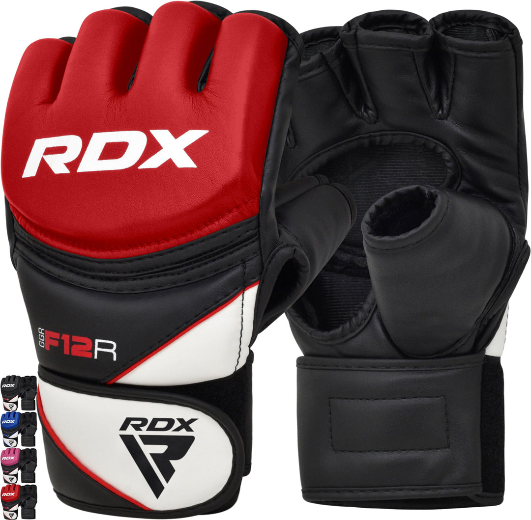 RDX MMA Maya Hide Handschuhe, Leder, Training, Kampfkunst, Boxsack, Kampf, Sparring, Kickboxen S rot