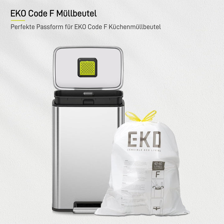 EKO Madison 50l Mülleimer Küche, Tretmülleimer mit Geruchsfach und Inneneimer, Mistkübel mit Soft-Cl