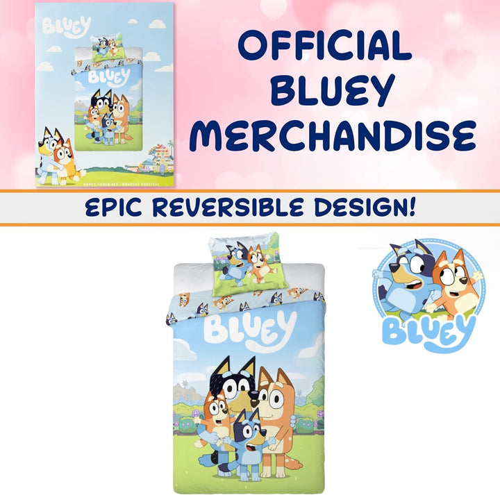 Bluey & Bingo Junior Bettwäsche-Set | Bettbezug 100x135 cm mit Kissenbezug 40x60 cm | Offizielles Bl