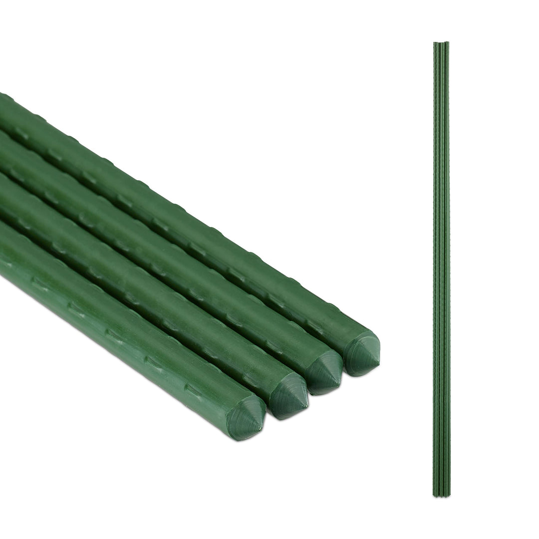 Relaxdays Pflanzstäbe, 10er Set, 120 cm, Ø 10 mm, kunststoffummantelter Stahl, Rankhilfe für Pflanze