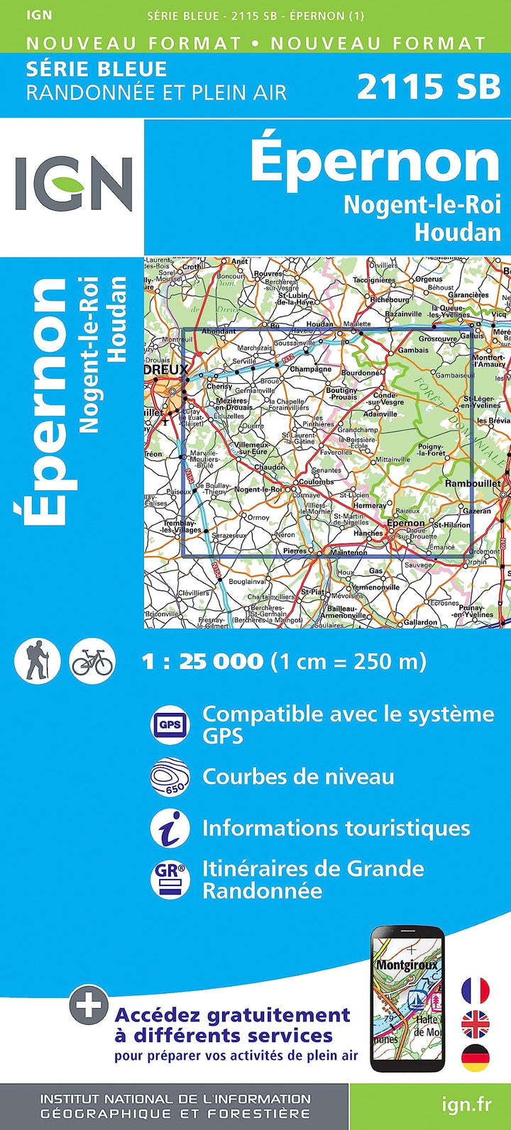 2115SB Épernon-Nogent-le-Roi.Houdan (Série Bleue, Band 2115), Karte