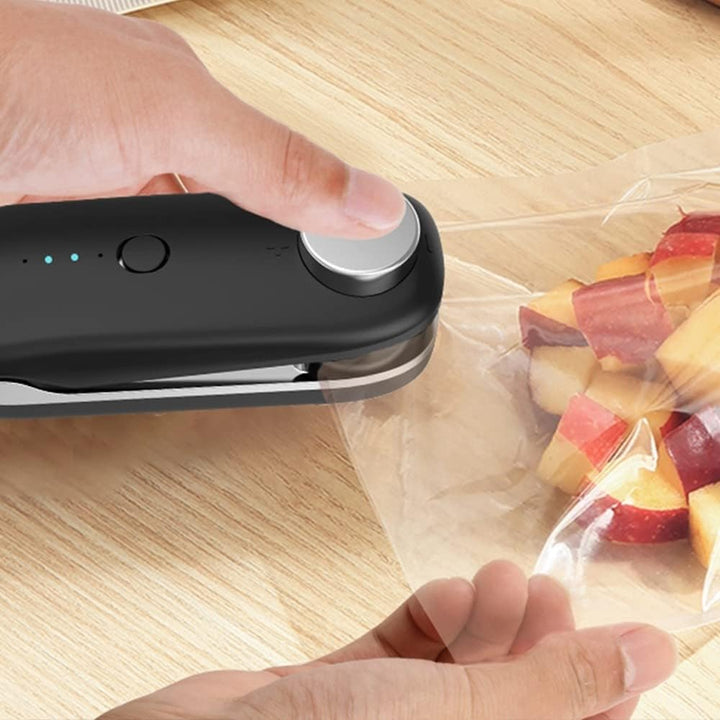 DONGKER Mini Bag Sealer, 2 in 1 Hand Folienschweissgerät mit Cutter, USB Aufladung, Tragbar Vakuumie