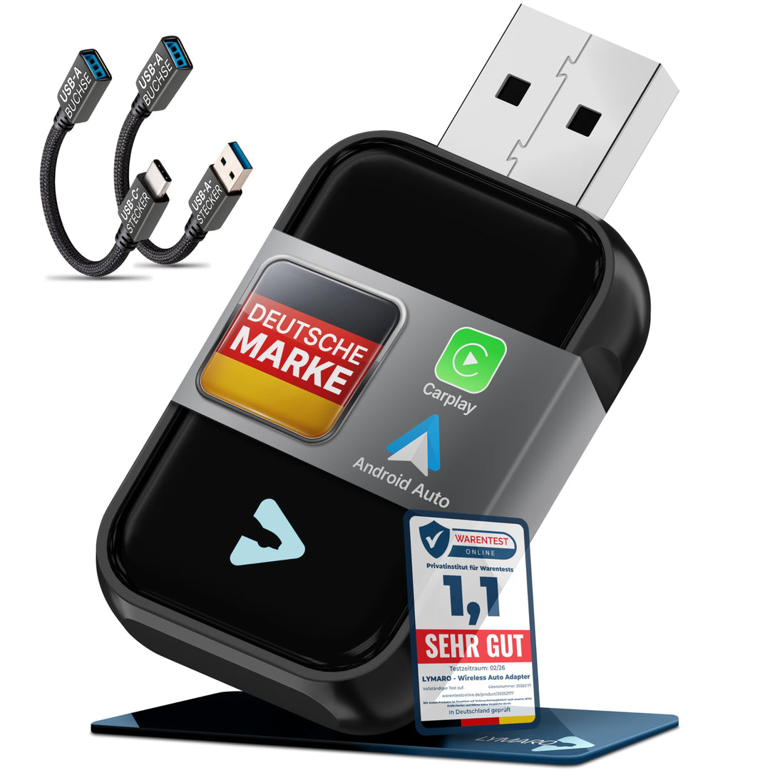 Carplay Wireless Adapter & Android Wireless Adapter fürs Auto – USB-A Plug & Play Nachrüstadapter, U