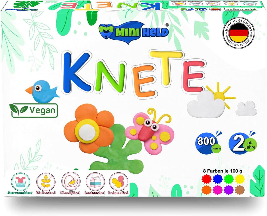 Knete 8 verschiedenen Farben 800g Spielknete Kleinkinderknete ab 2 Jahre XXL Set Weich glutenfrei Ki