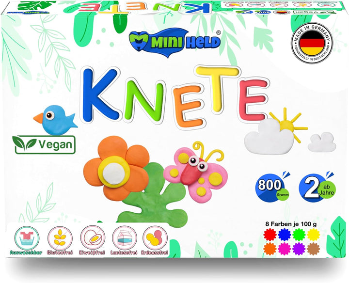 Knete 8 verschiedenen Farben 800g Spielknete Kleinkinderknete ab 2 Jahre XXL Set Weich glutenfrei Ki