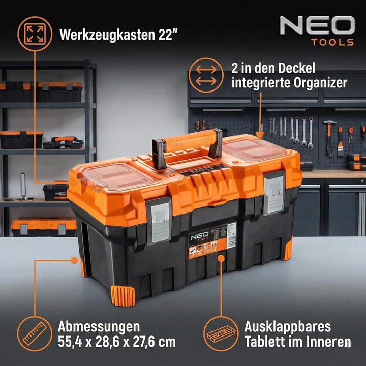 Neo Technician's Klempner Werkzeugkoffer mit herausnehmbarem Einsatz, 554 x 286 x 276 mm