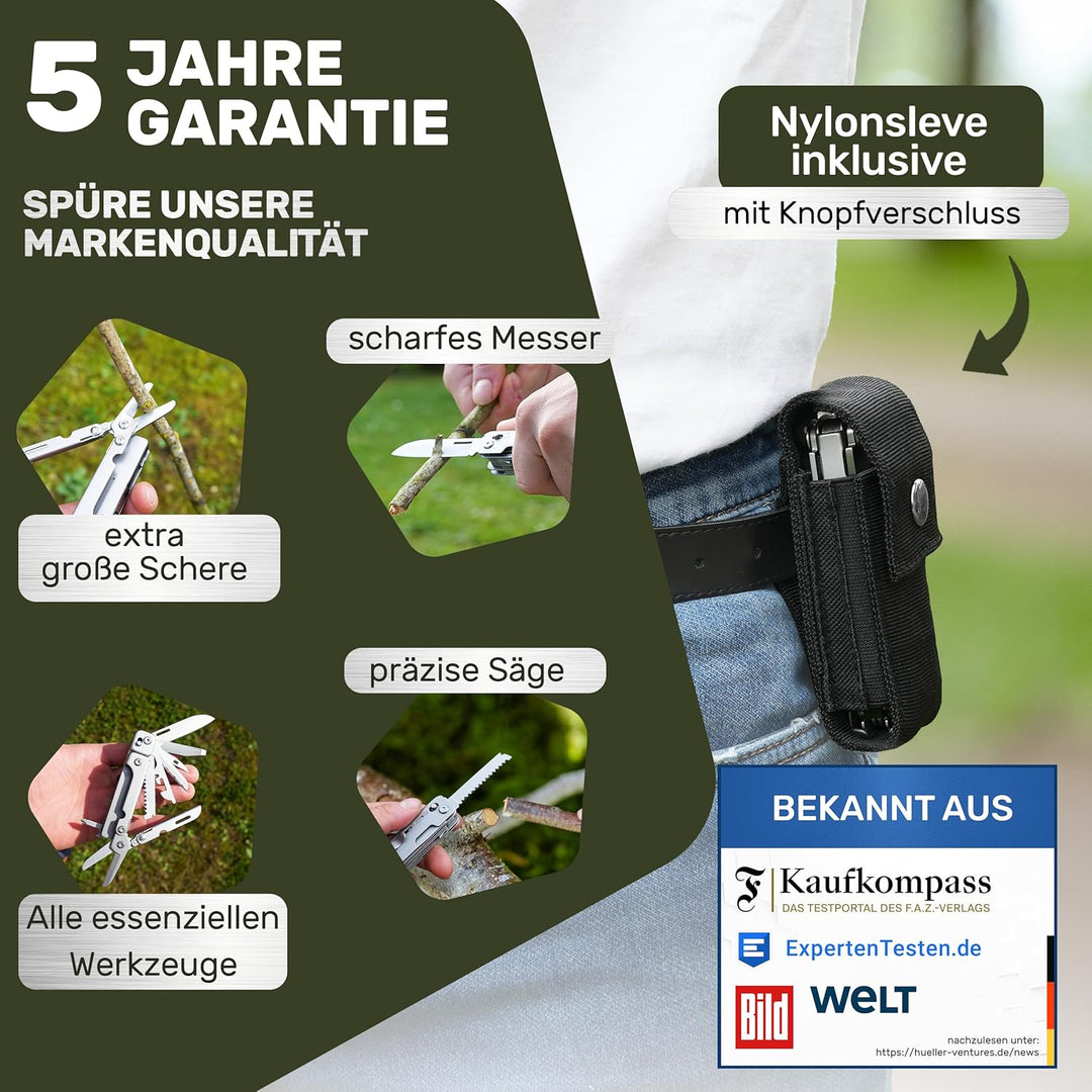 Multitool [440C Edelstahl] Outdoor Camping Survival Multitool Werkzeug Messer, Überlebensmesser, Tas