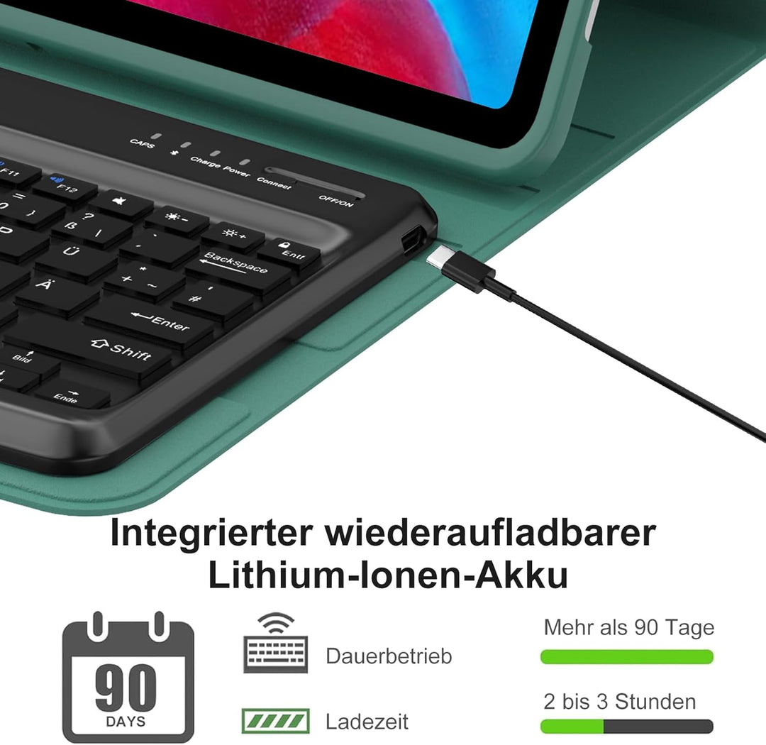 Hülle mit Tastatur für iPad Pro 12.9 Zoll 6ª 2022 /5ª 2021/4ª 2020/3ª Gen 2018, QWERTZ Deutsches Mag