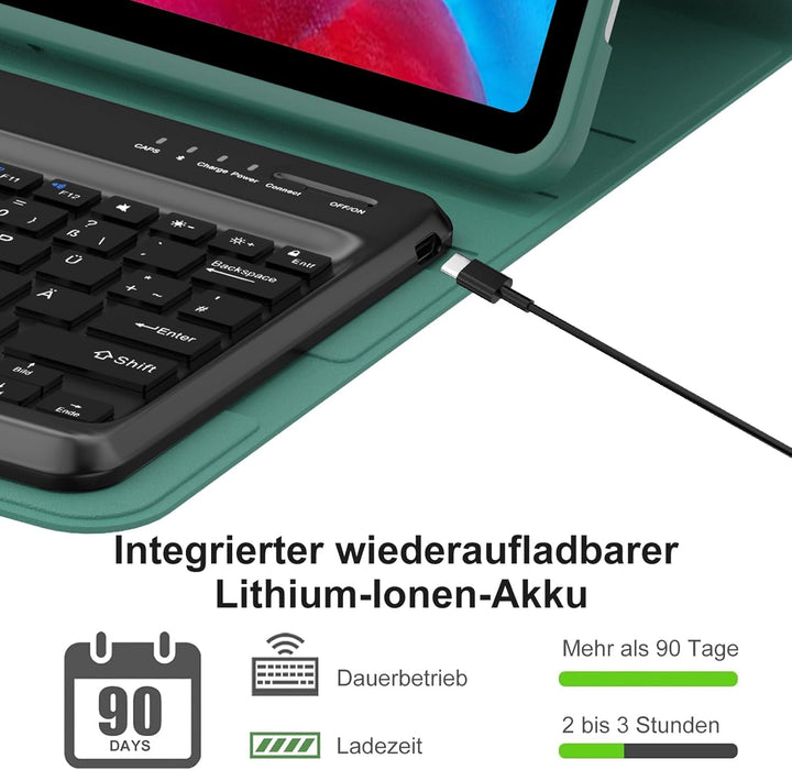 Hülle mit Tastatur für iPad Pro 12.9 Zoll 6ª 2022 /5ª 2021/4ª 2020/3ª Gen 2018, QWERTZ Deutsches Mag