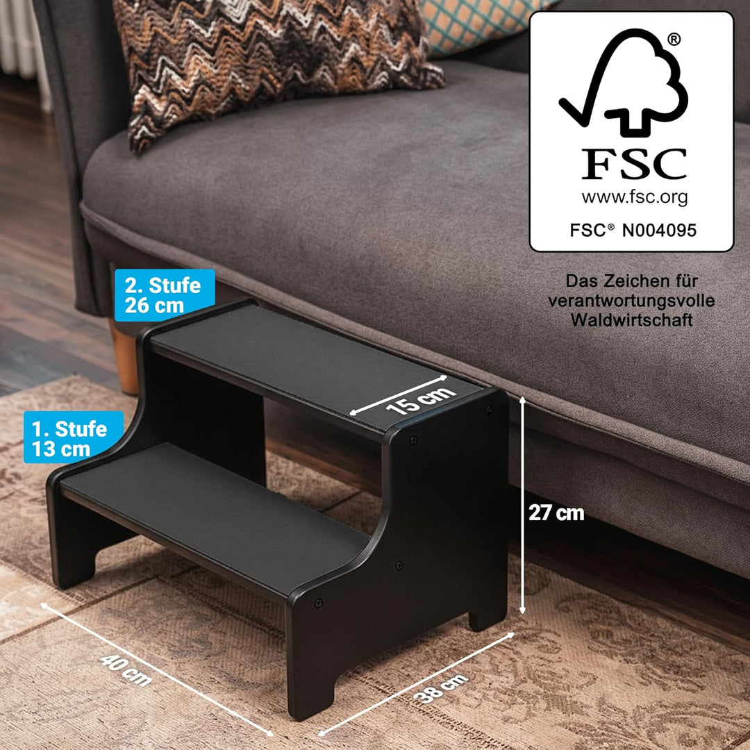 AMAZINGs Haustiertreppe für kleine, mittlere und schwere Hunde, Katzen. 2 Stufen | Hundetreppe + Kat