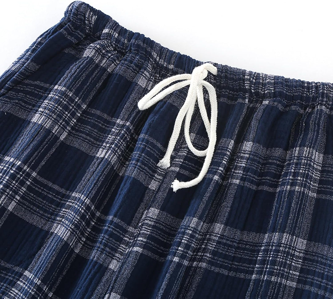 2er Pack Herren Schlafanzughose Baumwolle Pyjamahose Herren Lang Pyjamahose Karierte Nachtwäsche M 0